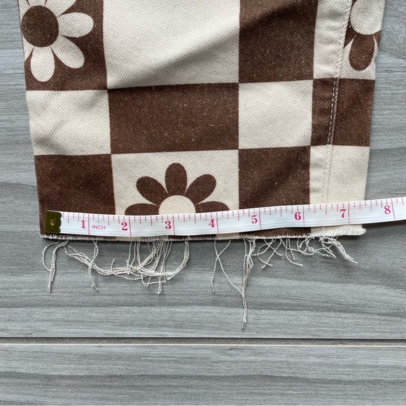 PACSUN NWT Eco Flower Checkerboard High Waisted Straight Leg Jeans-Sz 27 - Picture 12 of 12